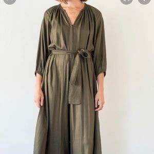 Apiece Apart Isla olive green wide leg rayon jumpsuit